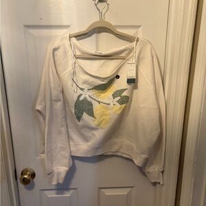 Hollister White Sweater with Leaf Design